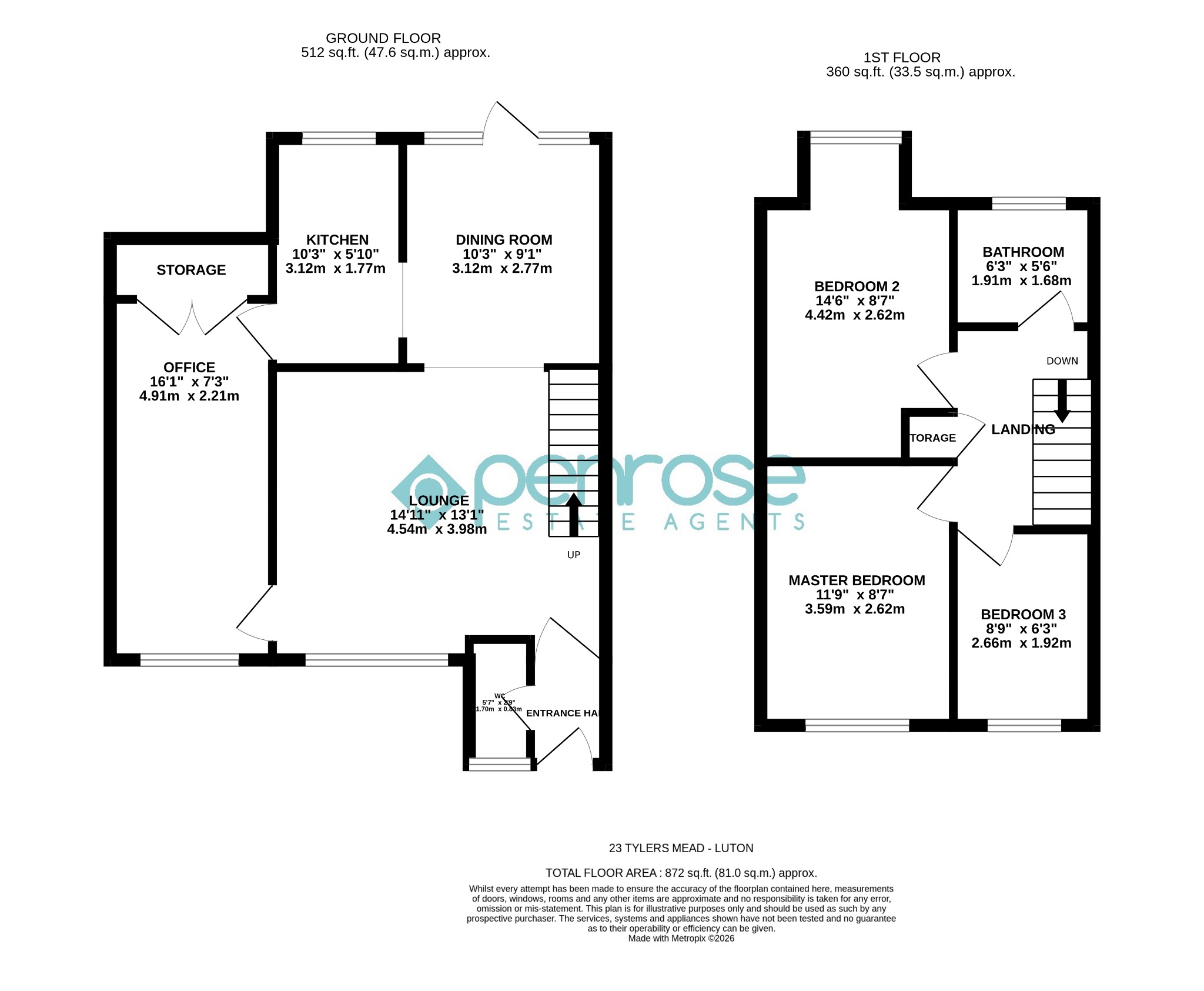 1 Tylers Mead, Luton, Bedfordshire floorplan