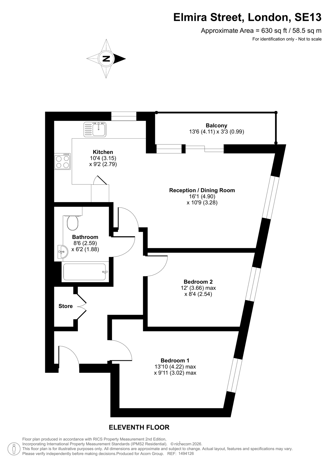 Flat 72, Venice Corte, 2, Elmira Street, London floorplan