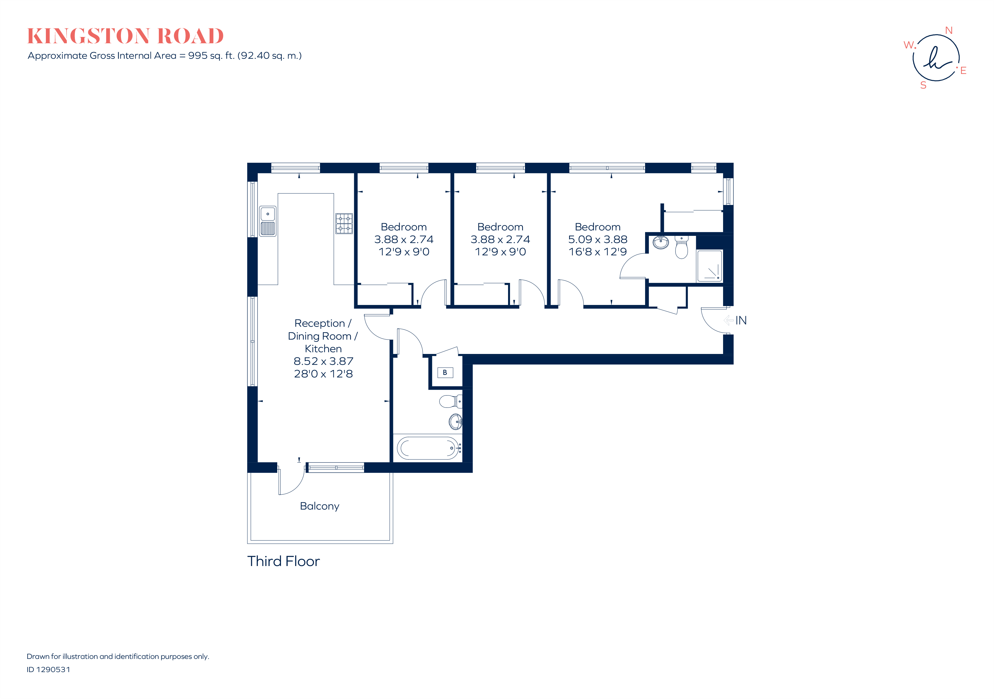 Flat 5, 328, Kingston Road, London floorplan