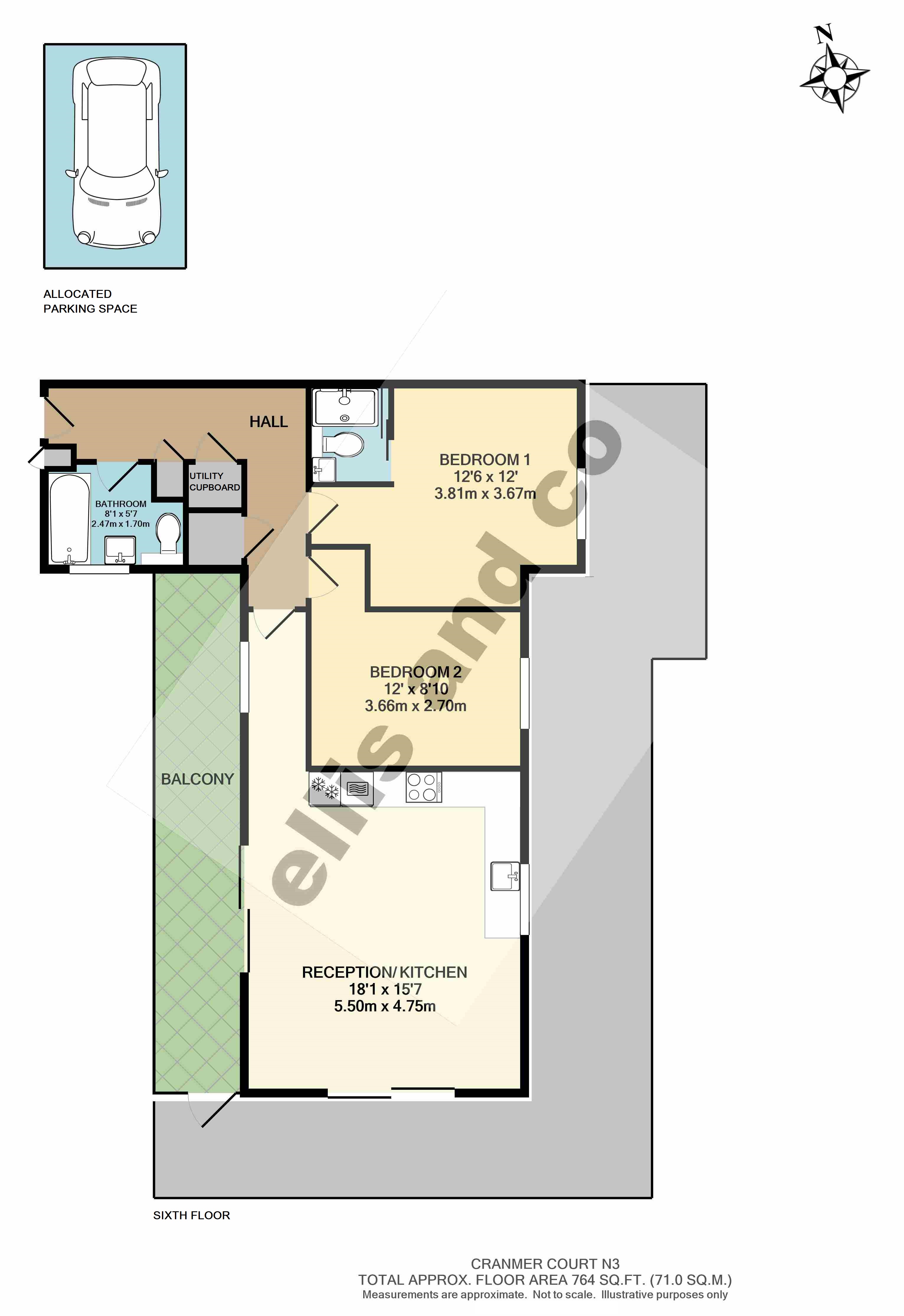 Flat 28, Cranmer Court,, Wickliffe Avenue, Finchley floorplan