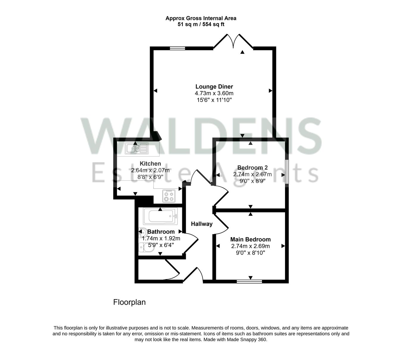 Flat 2, 106, High Street, Bedford floorplan