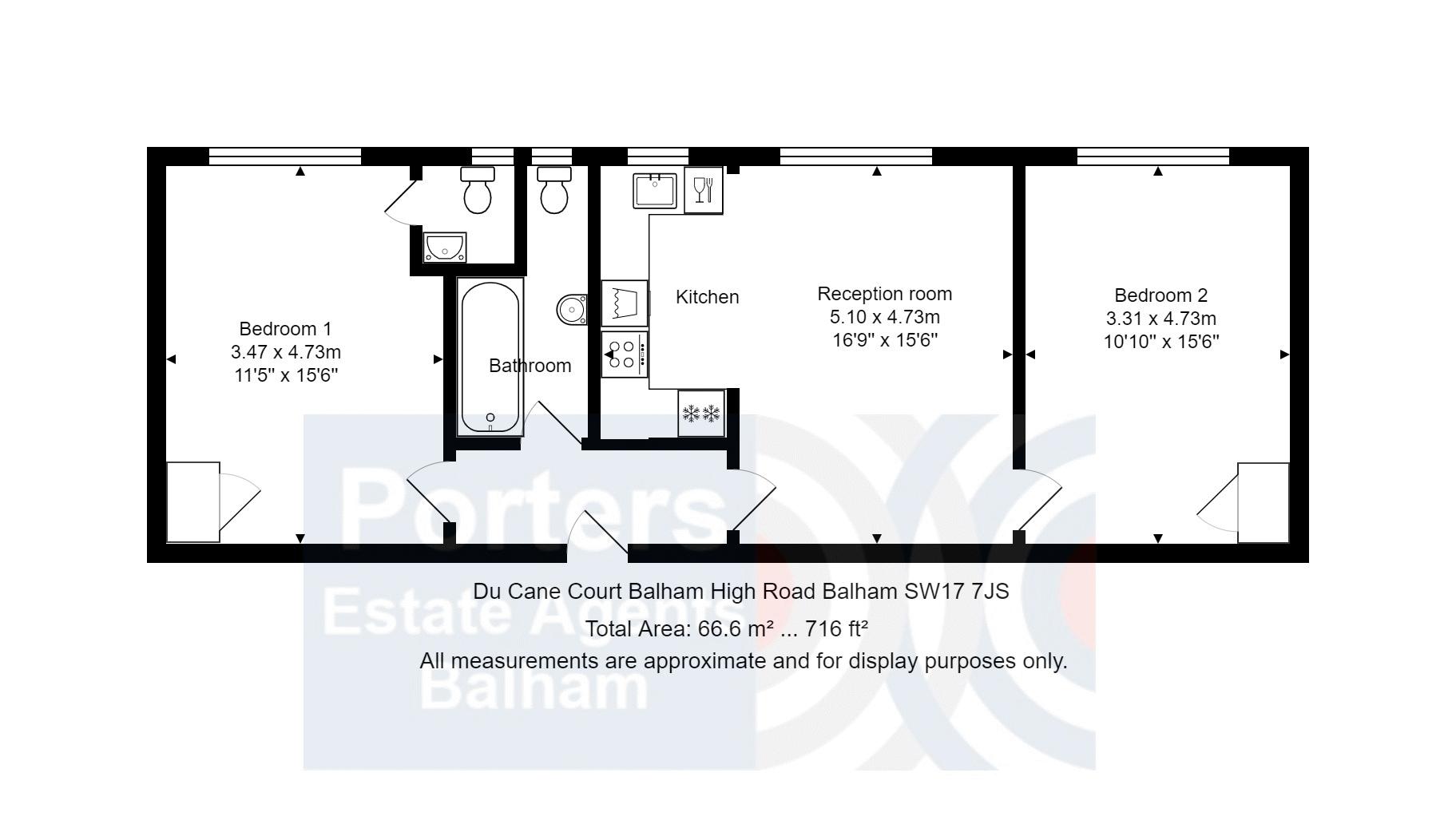 Du Cane Court, Balham High Road, Balham SW17, 2 bedroom flat for sale