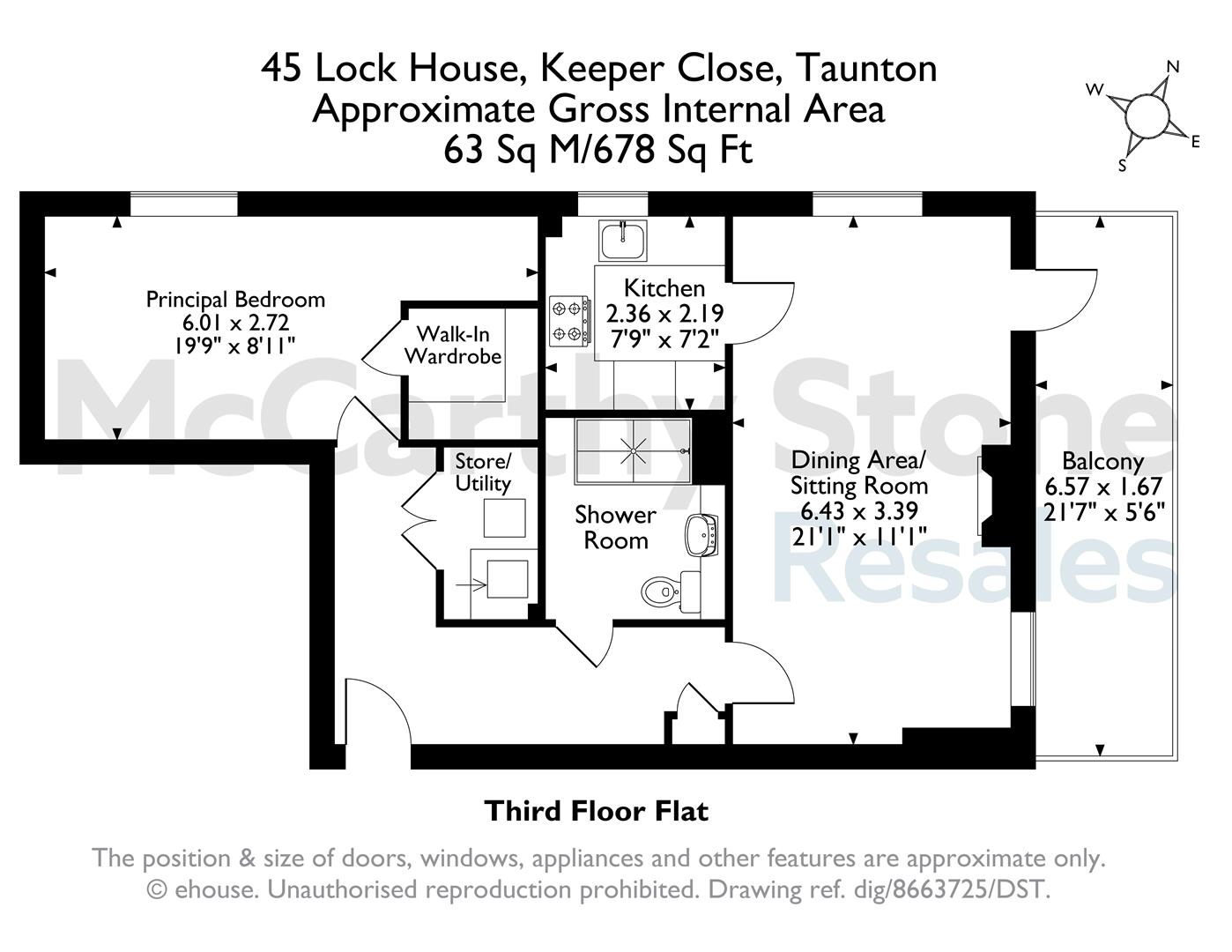 45 Lock House, Keeper Close, Taunton floorplan