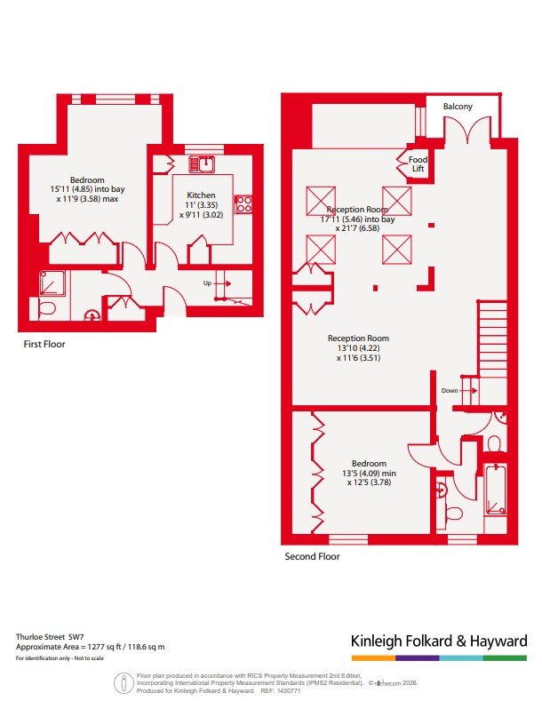 First & Second Floor Flat, 14, Thurloe Street, London floorplan