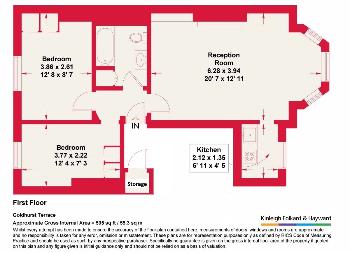 First Floor Flat, 56, Goldhurst Terrace, London floorplan