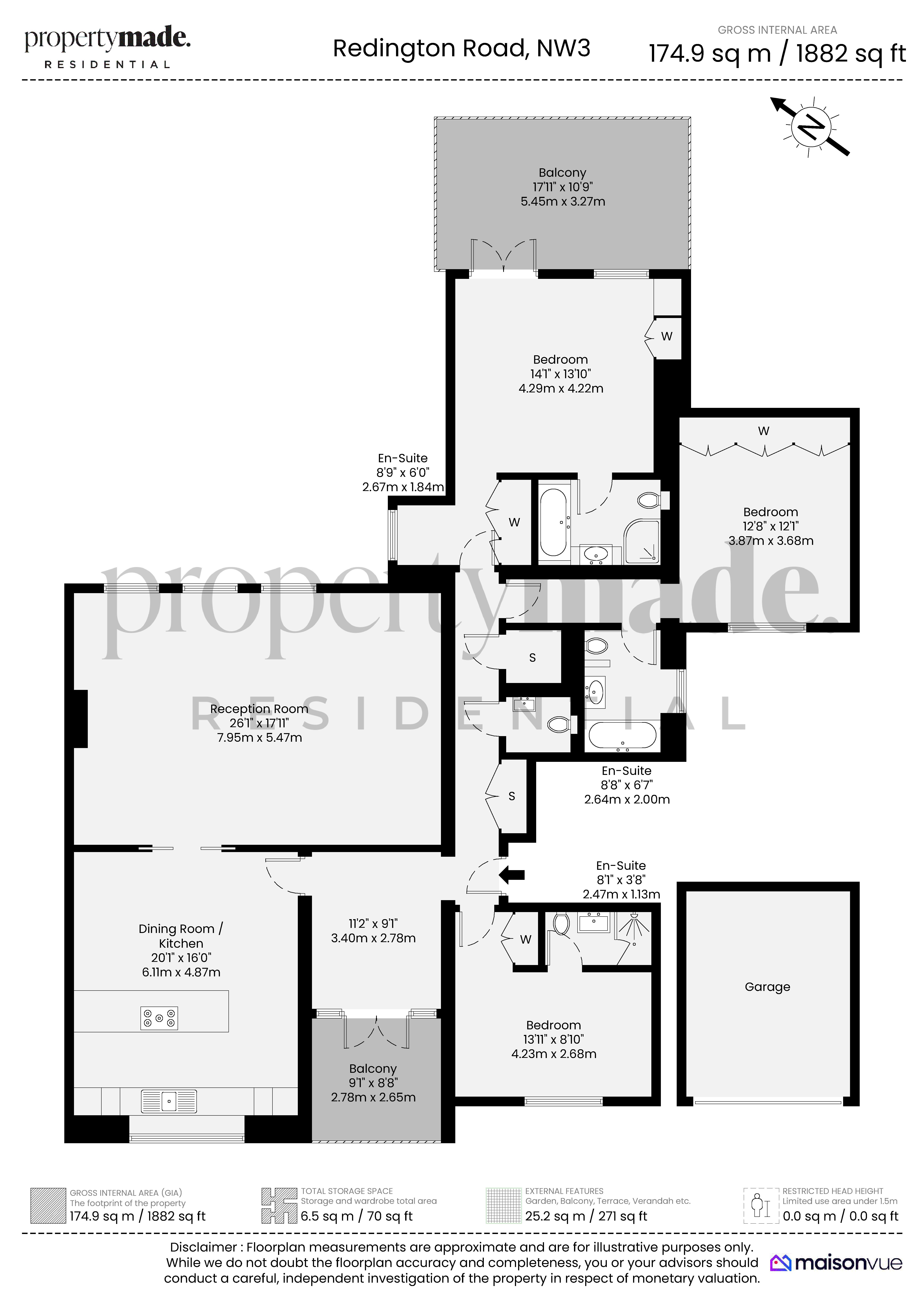 Flat 46B,, Redington Road, London floorplan