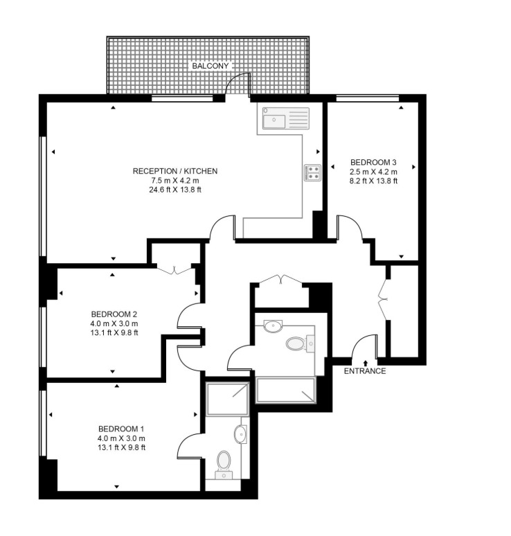 Flat 302, Old Smokehouse, London floorplan