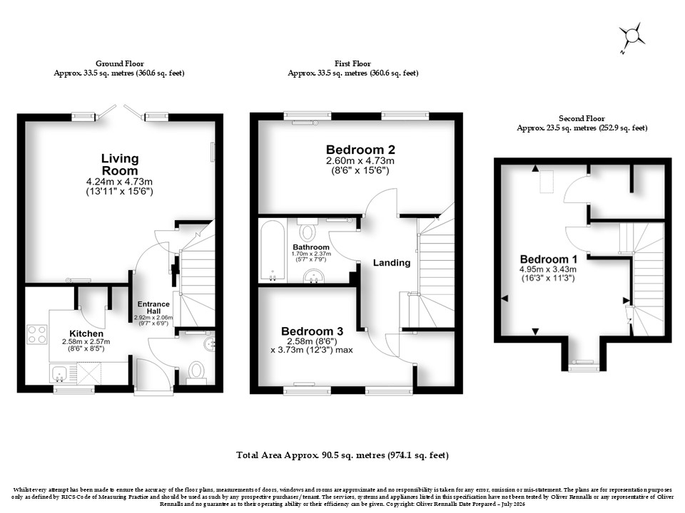 Hilton Close - 3 Bedroom, Kempston, Bedfordshire floorplan