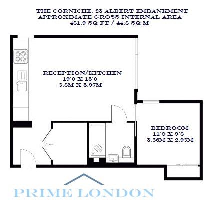 1 Bedrooms Flat to rent in The Corniche, 23 Albert Embankment, London SE1