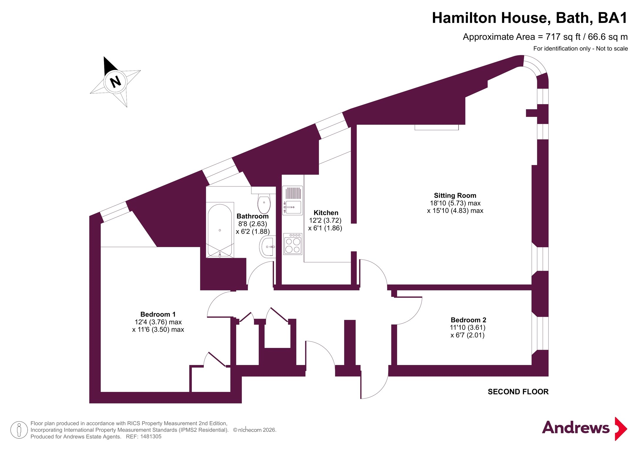 Flat 5, 10, Hamilton House, Bath floorplan