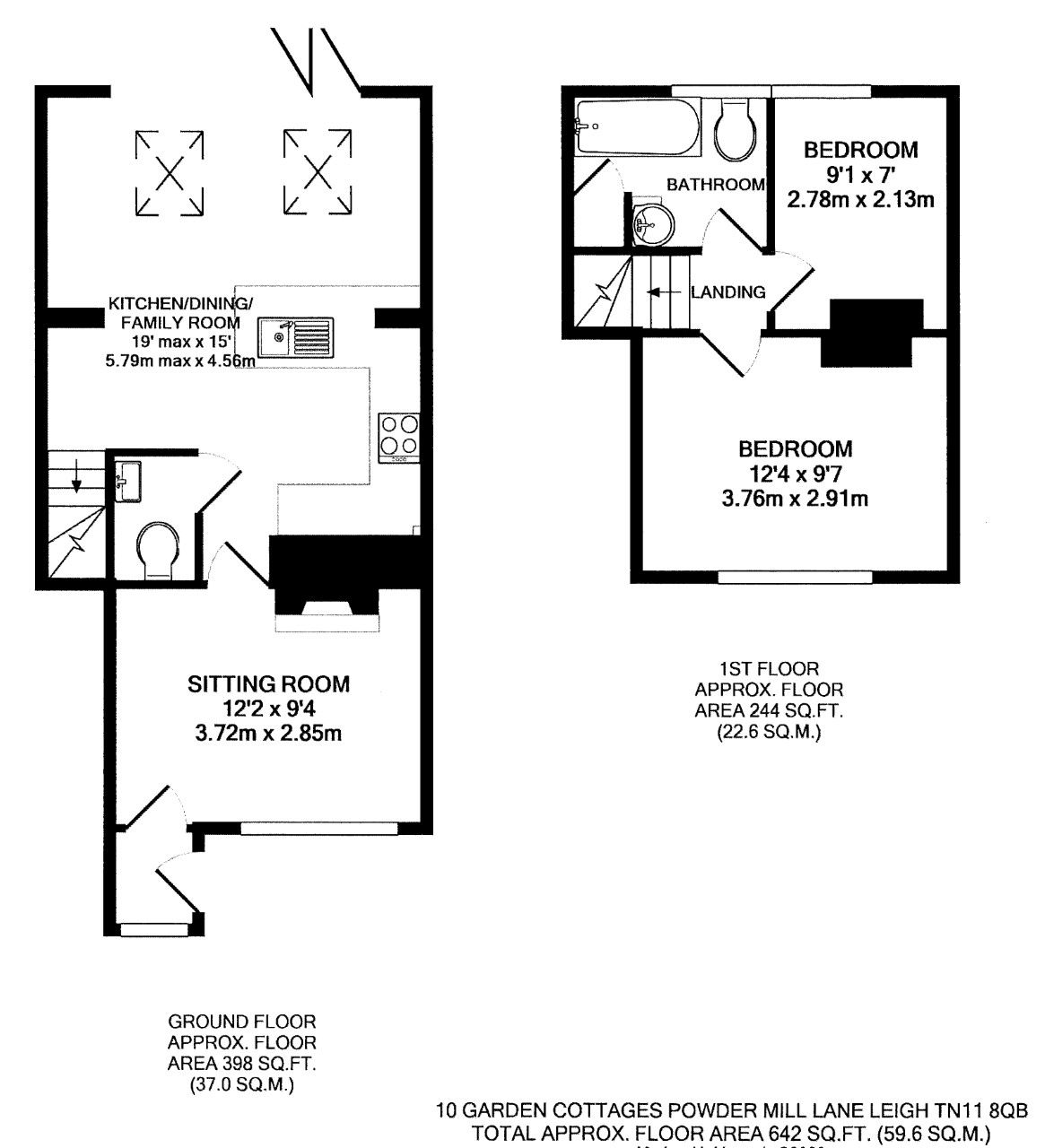 Powder Mill Lane, Leigh, Tonbridge TN11, 2 bedroom terraced house for