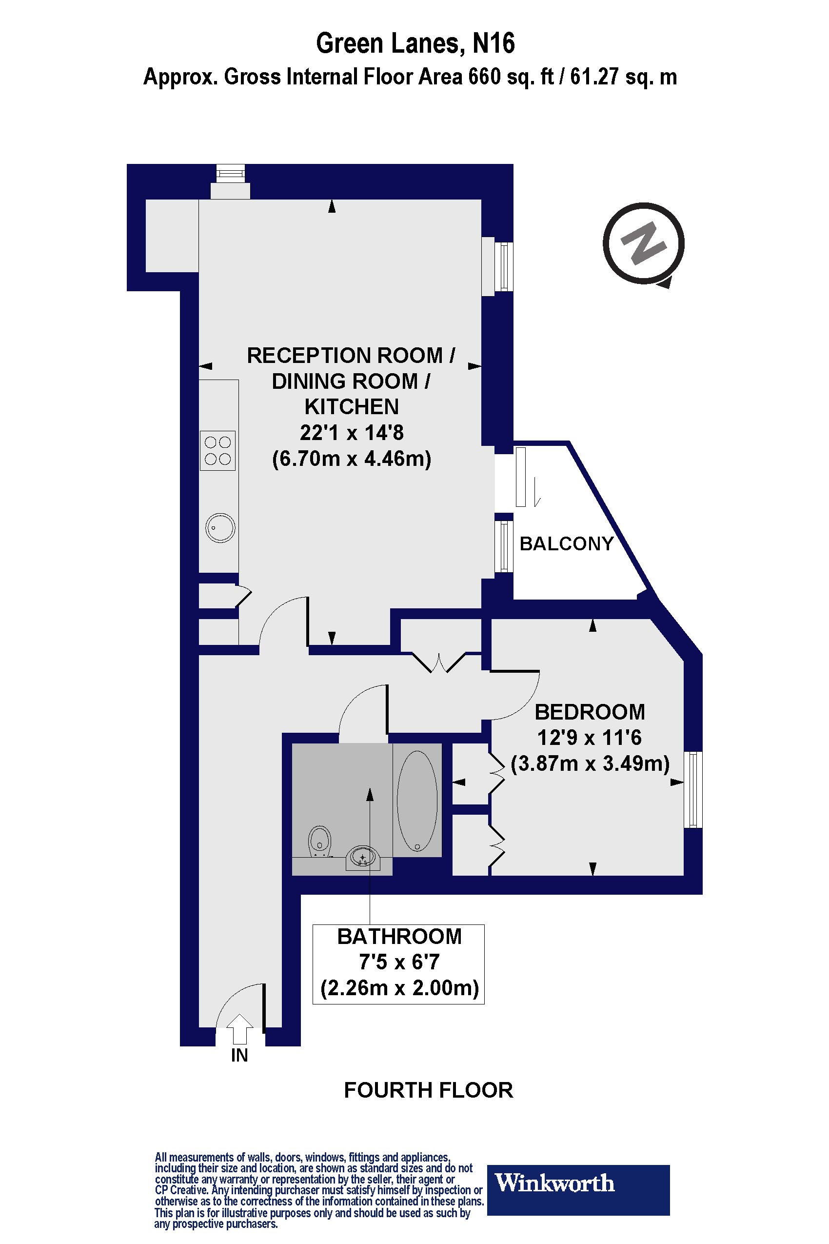 Flat 23, 132, Green Lanes, London floorplan