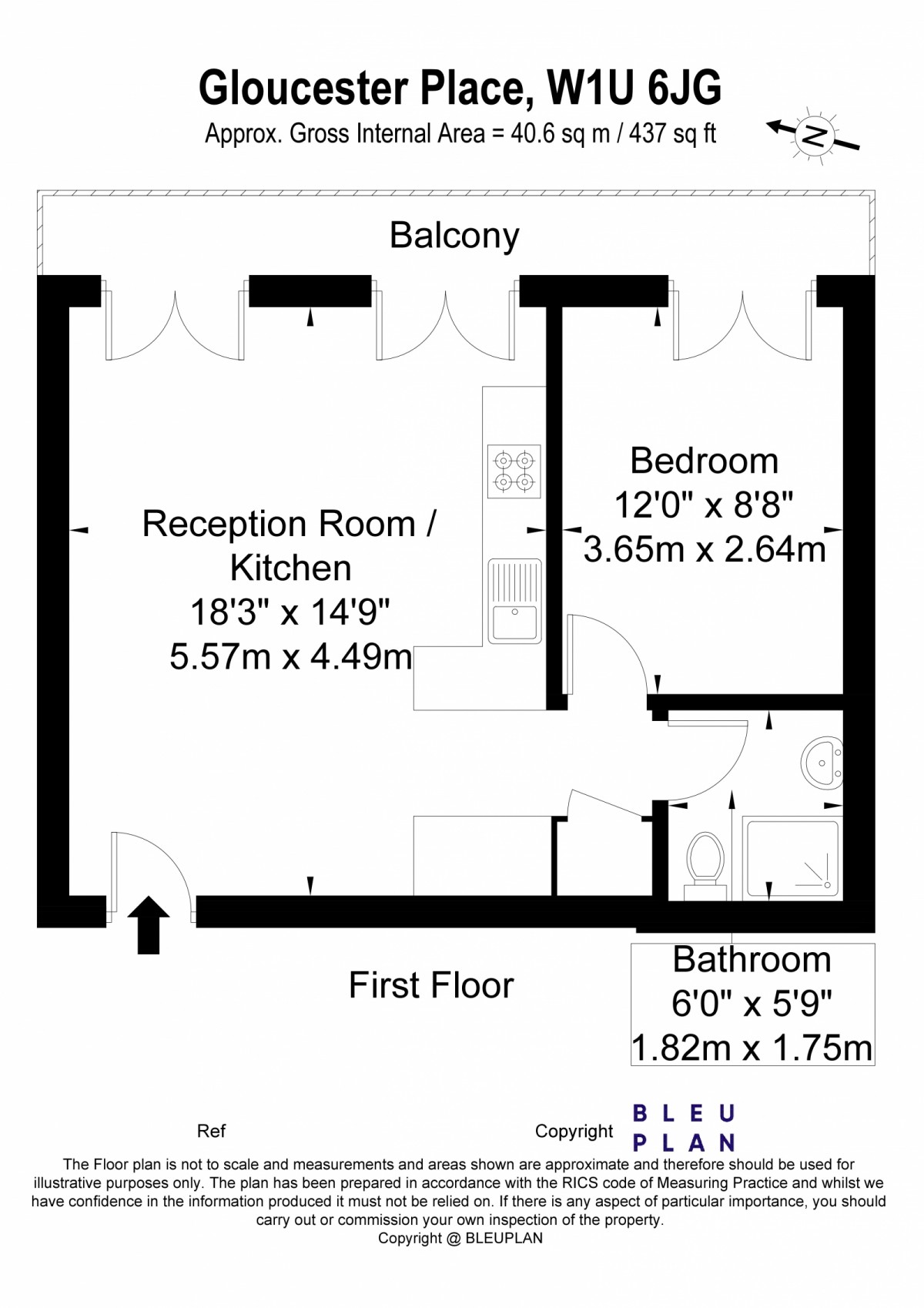 Flat 6, 91, Gloucester Place, London floorplan