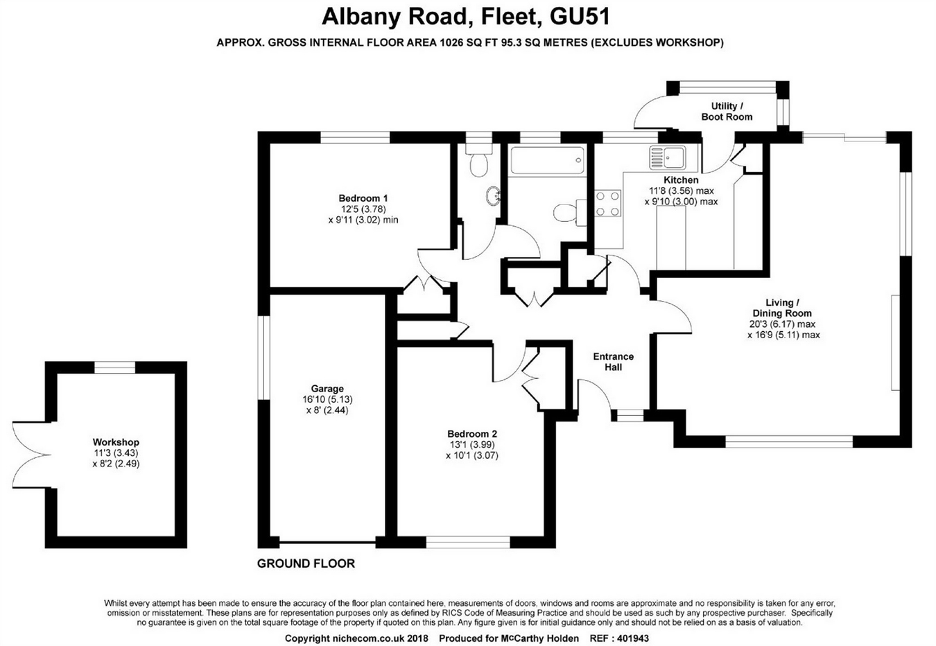 2 Bedrooms Detached bungalow for sale in Albany Road, Fleet GU51