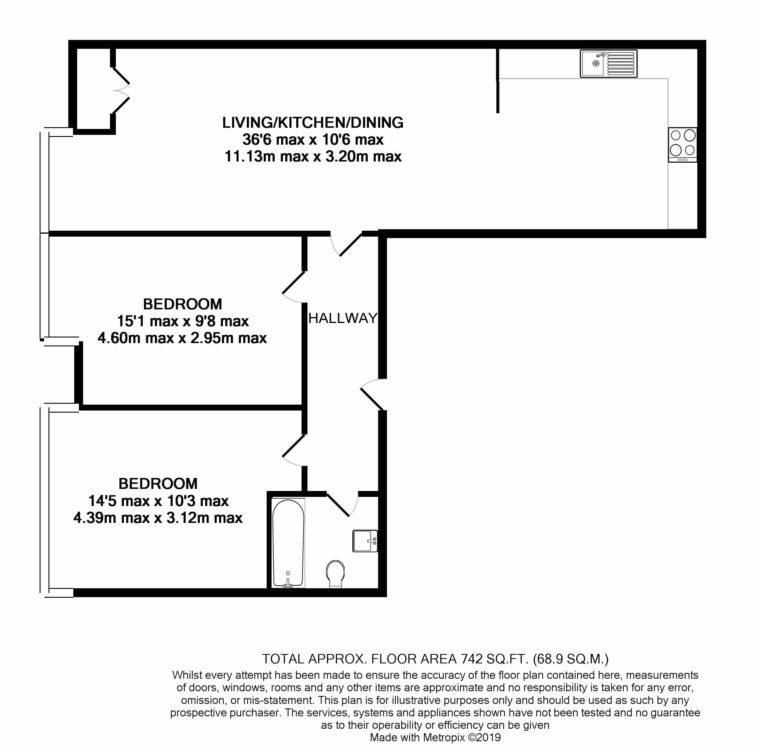 2 Bedrooms Flat to rent in Heriot House, 88-90 Guildford Street, Chertsey, Surrey KT16
