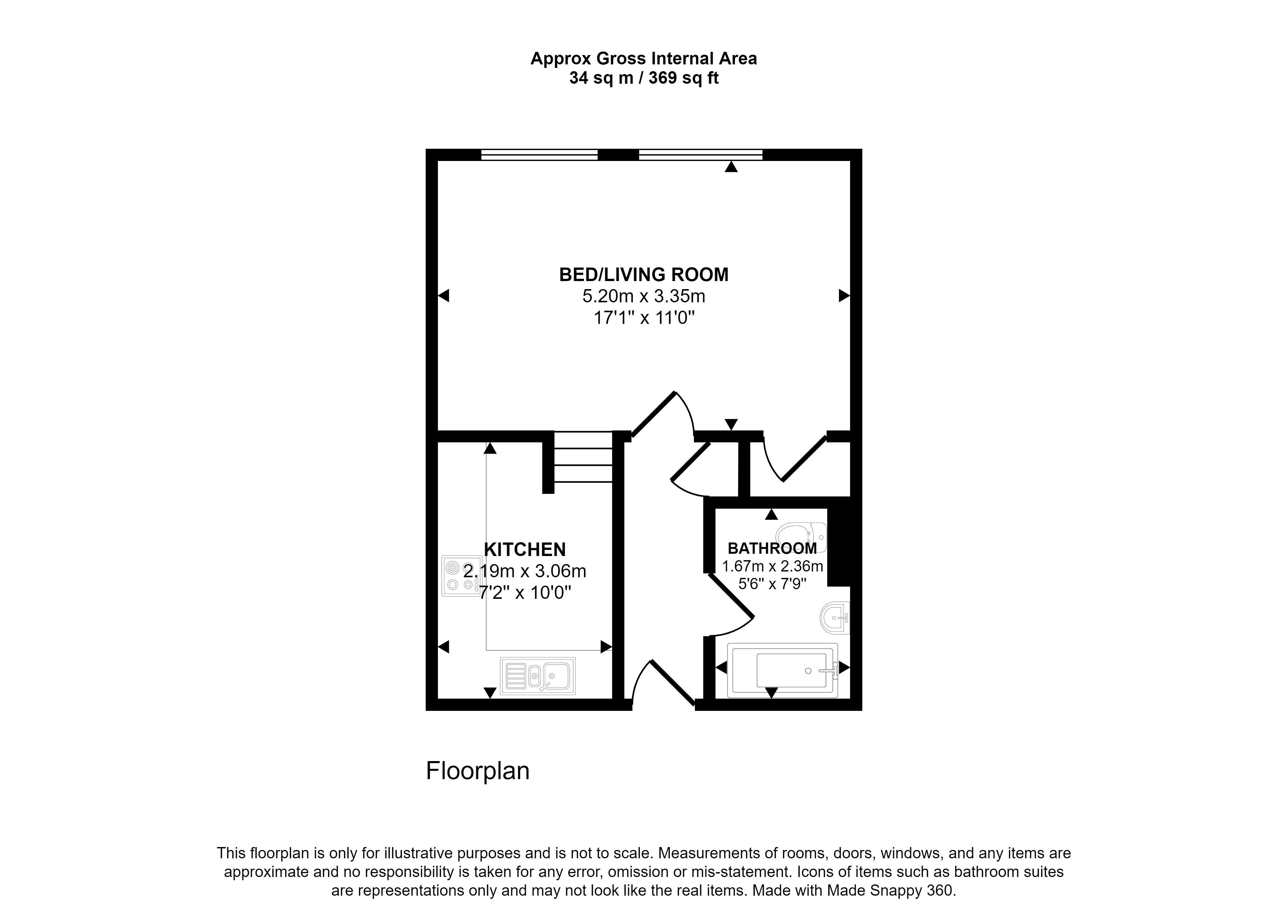 94/11 Inchview Terrace, Portobello EH7, studio for sale 64572062
