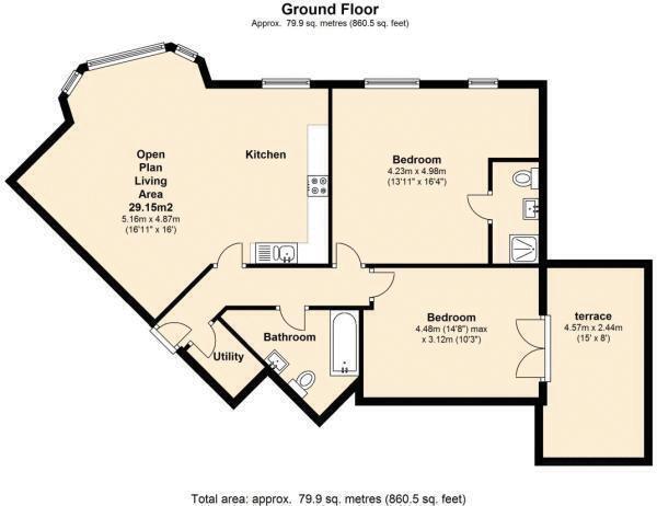 Flat 3 Montagu Mansions, 57, Montagu Gardens, Wallington floorplan