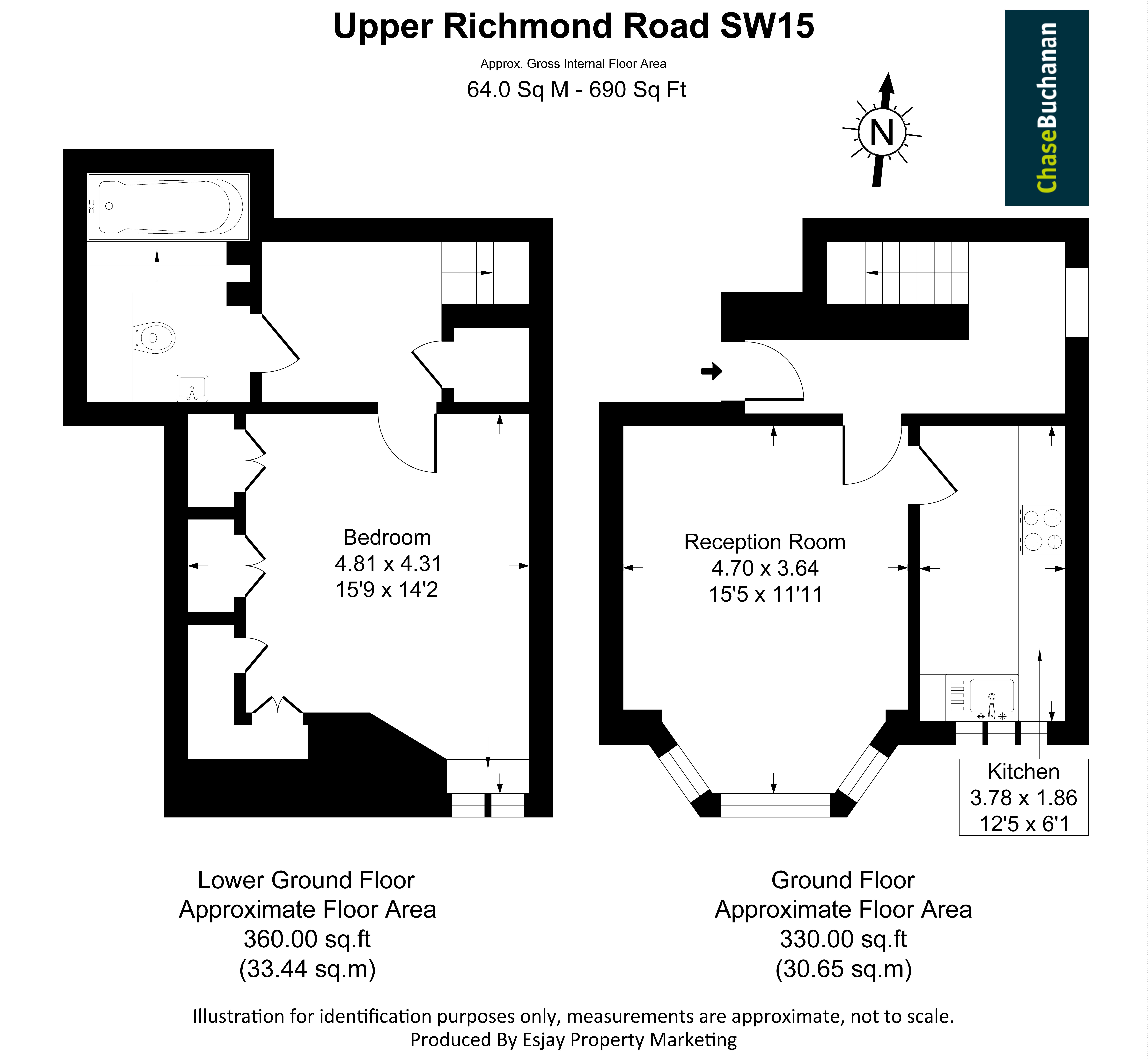 Flat 3, 450, Upper Richmond Road, London floorplan