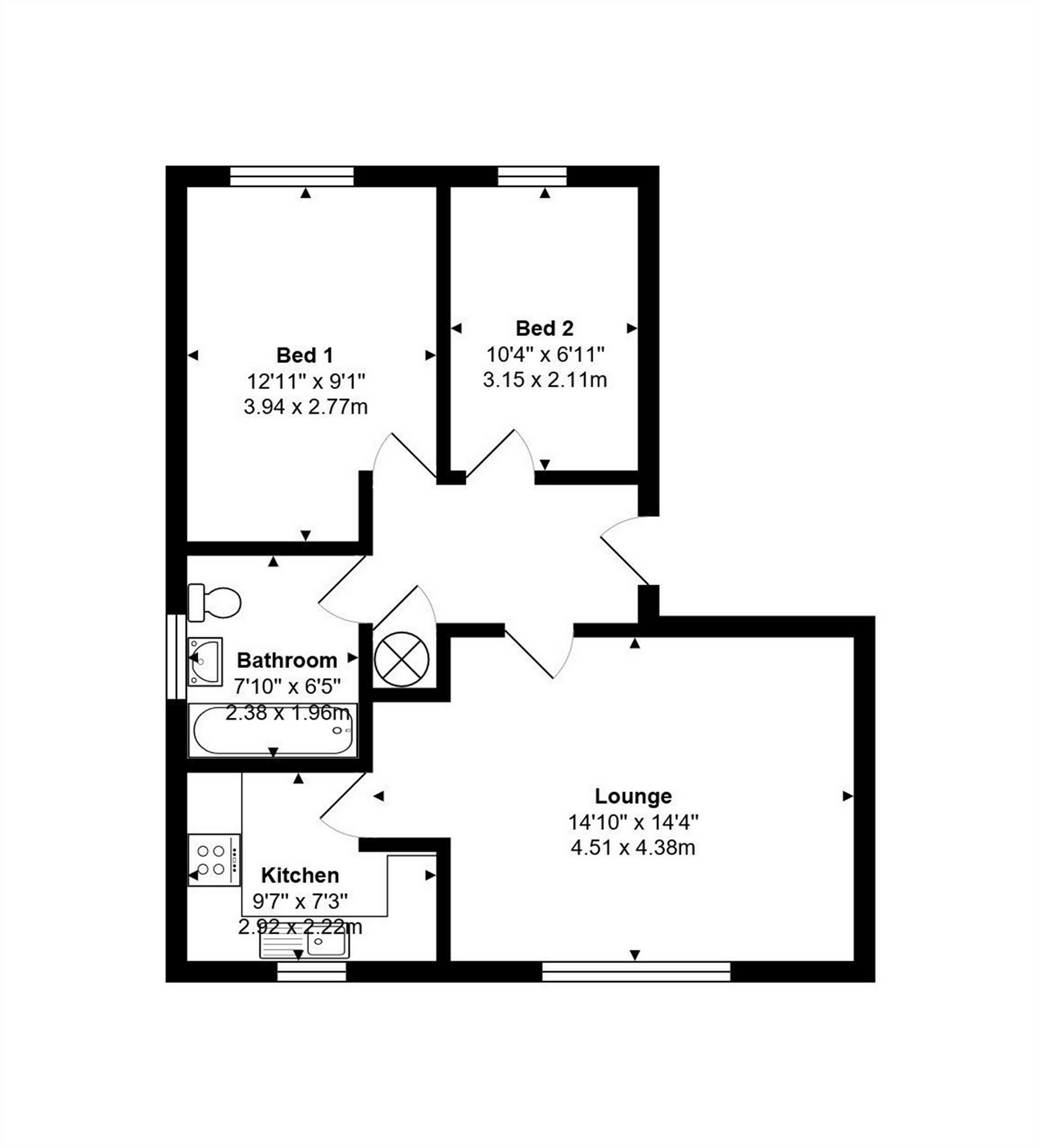 2 Bedrooms Flat to rent in Redford Close, Feltham, Middlesex TW13