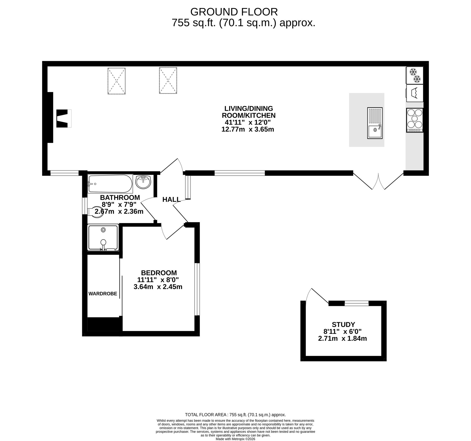 Fairhaven Cottage Stratton Place, Falmouth floorplan