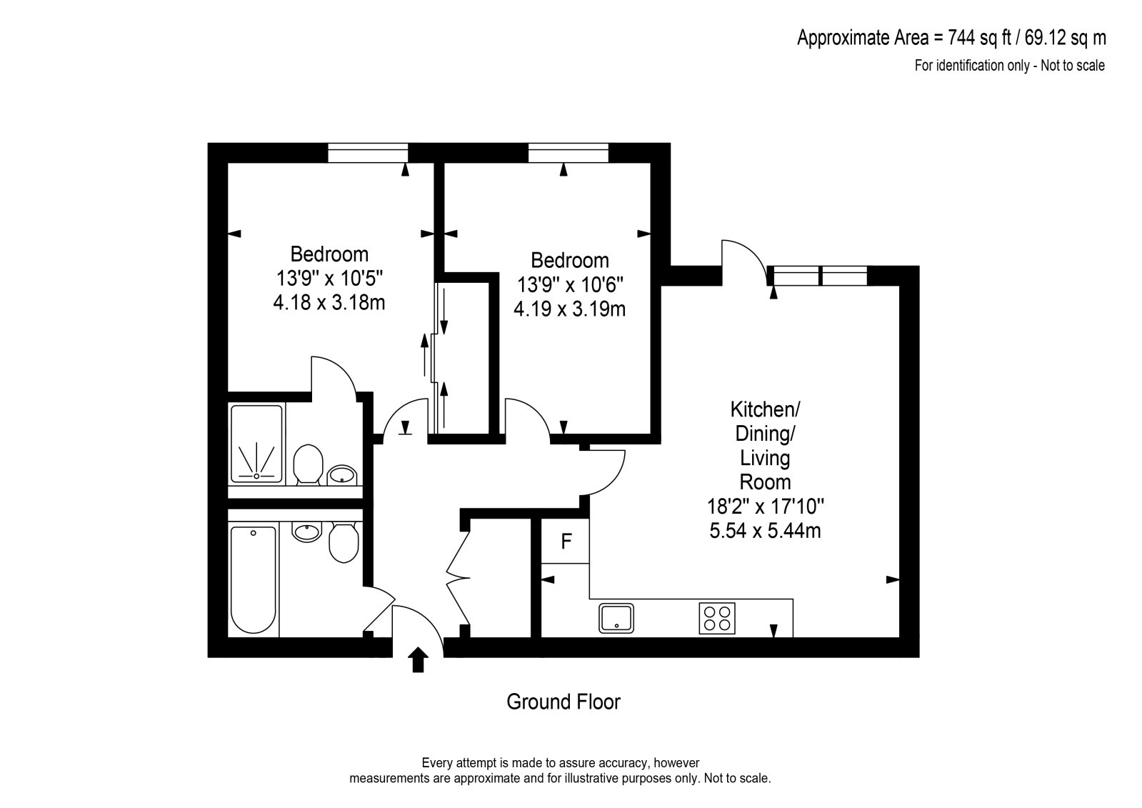 Flat 2, Haywood House,, Garrett Crescent, Ottershaw floorplan