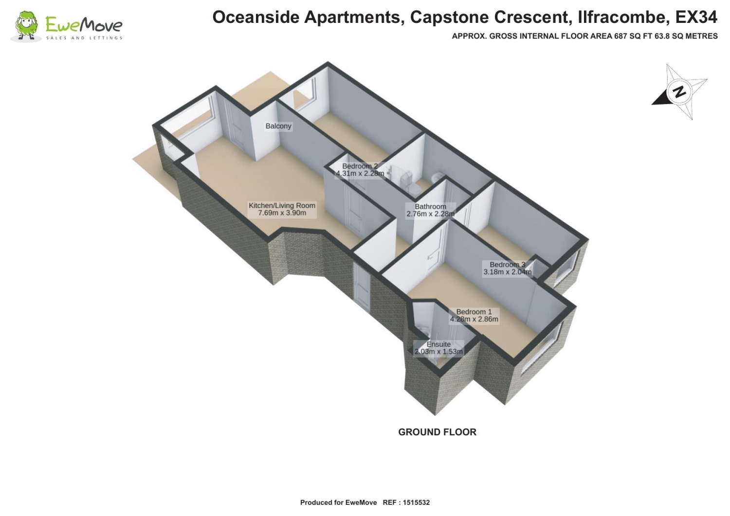 4, Oceanside Apartments Capstone Crescent, Ilfracombe floorplan