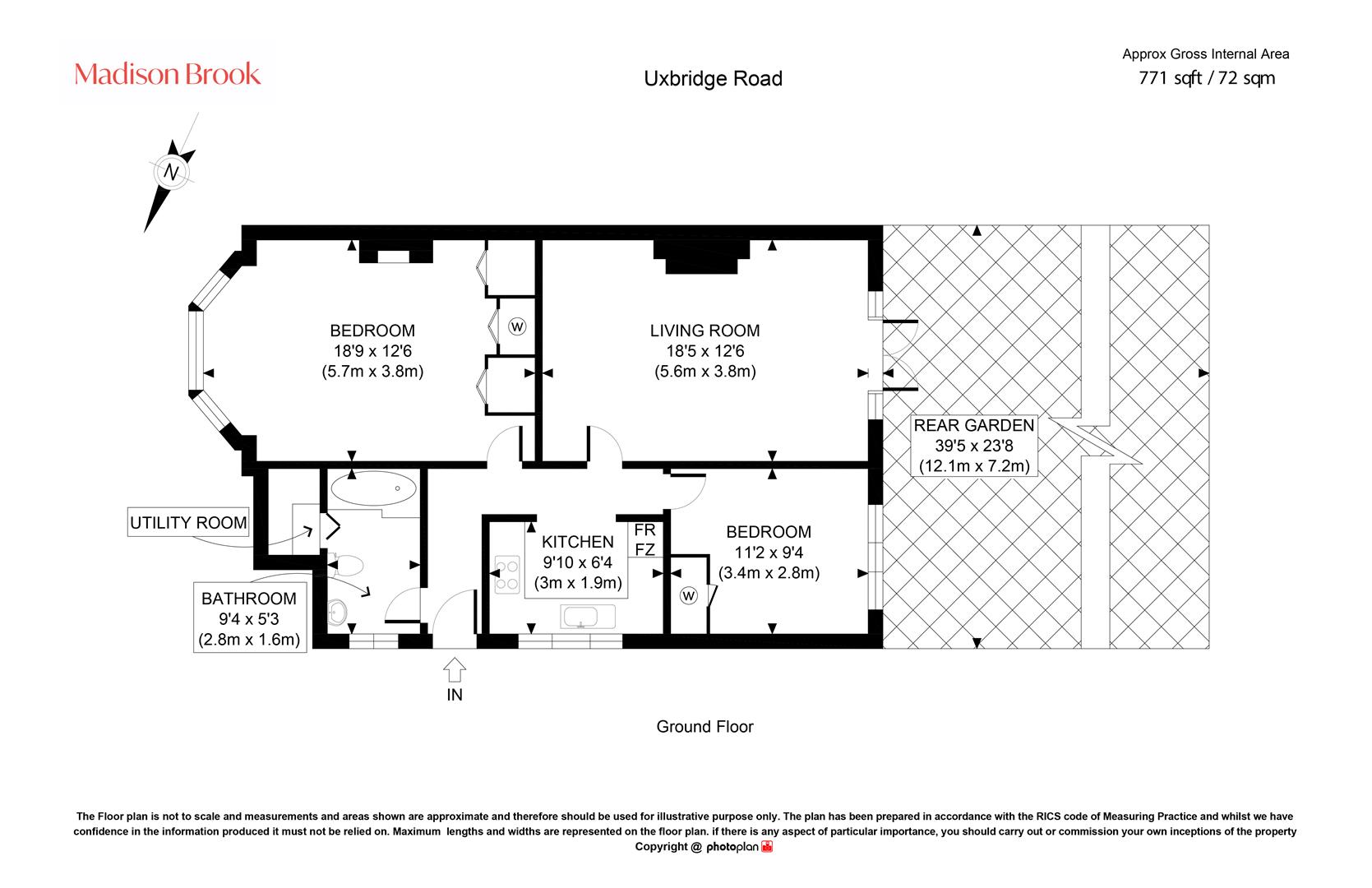 Garden Flat 155,, Uxbridge Road, Hampton Hill floorplan