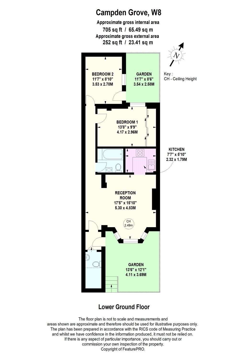 2 Bedrooms Flat to rent in Campden Grove, Kensington, London W8