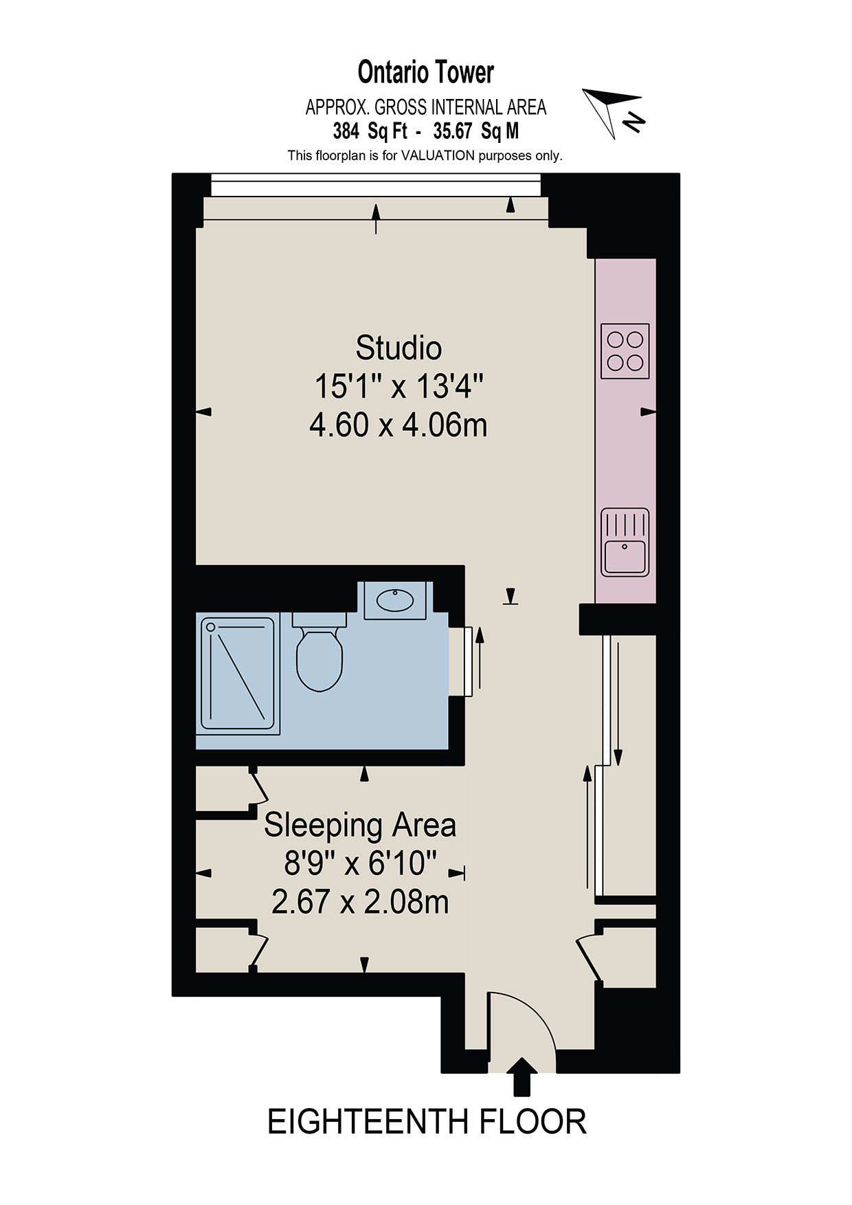 Flat 1802,, Ontario Tower, London floorplan