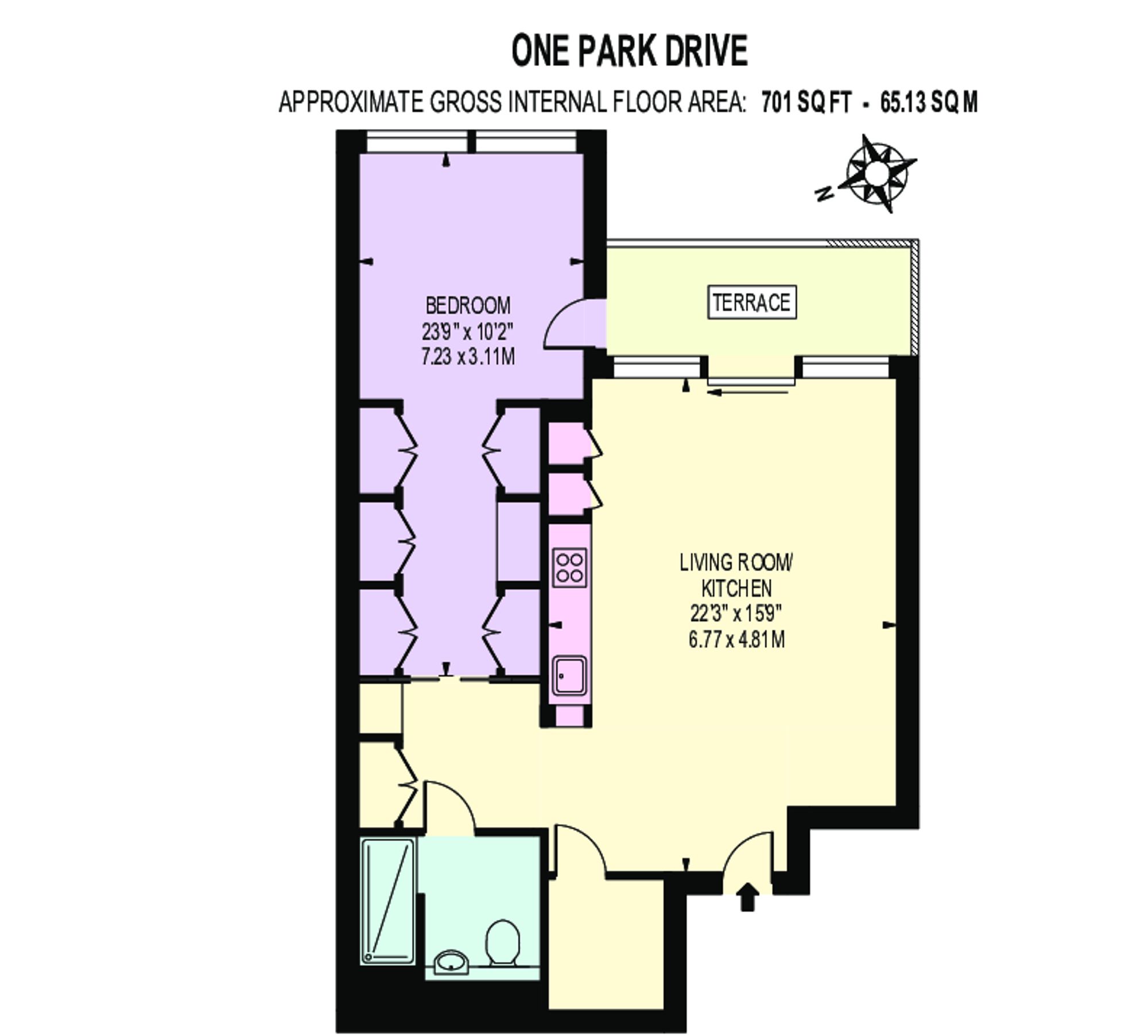 Apt 1901, 1 Park Drive, London floorplan