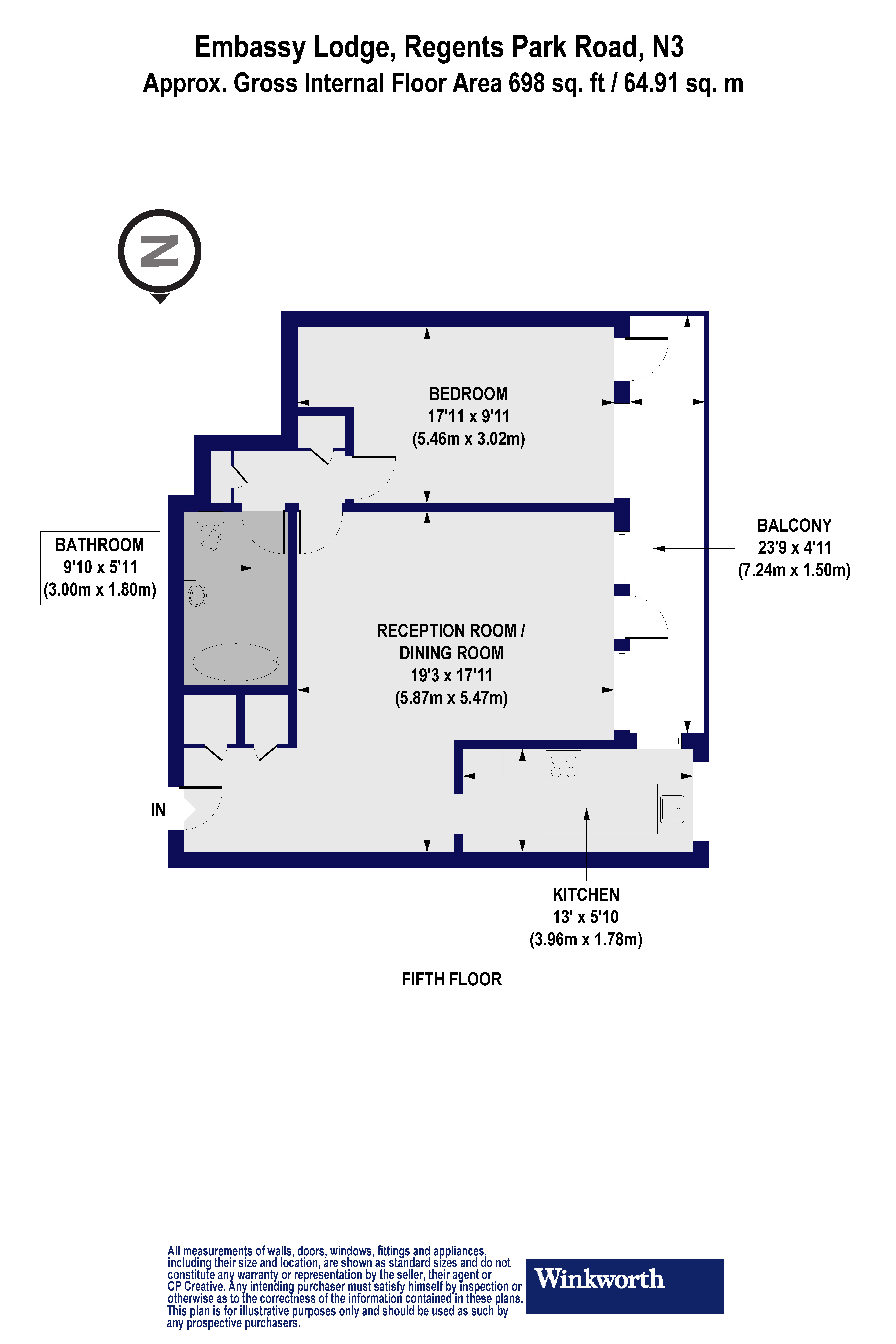 1 Bedrooms Flat to rent in Embassy Lodge, Regents Park Road, London N3