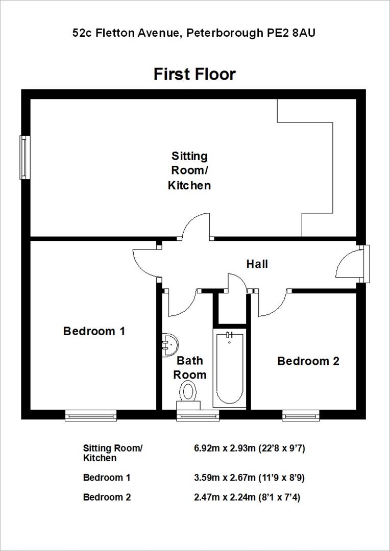 52c, Fletton Avenue, Peterborough floorplan