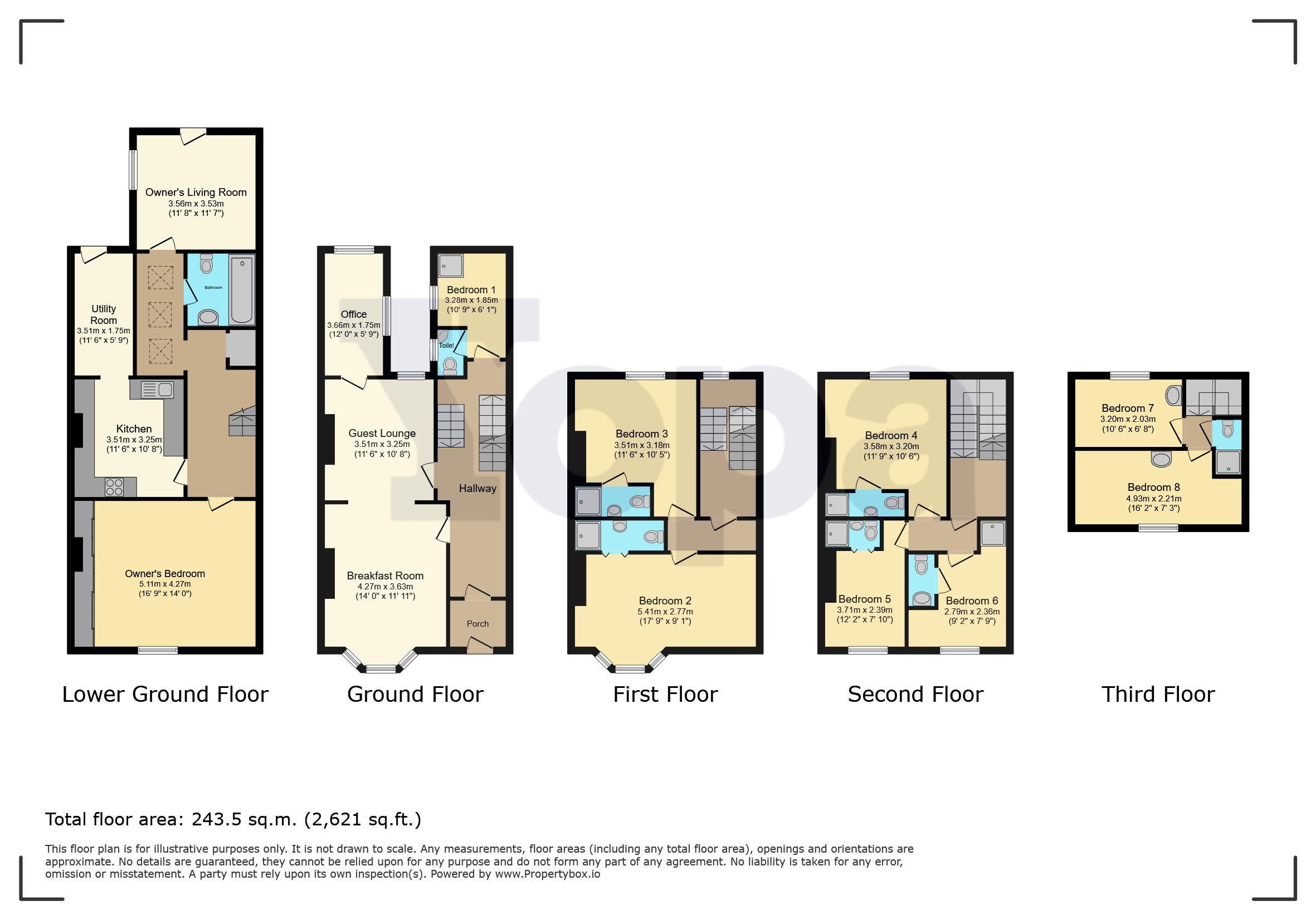 Beachcomber Guest House, 6, Waterloo Place, Weymouth floorplan