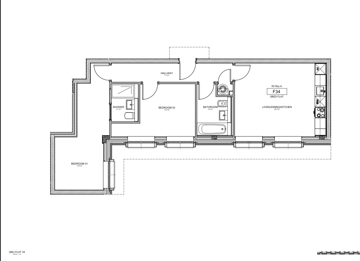 Flat 34 Crosspoint House, 28, Stafford Road, Wallington floorplan