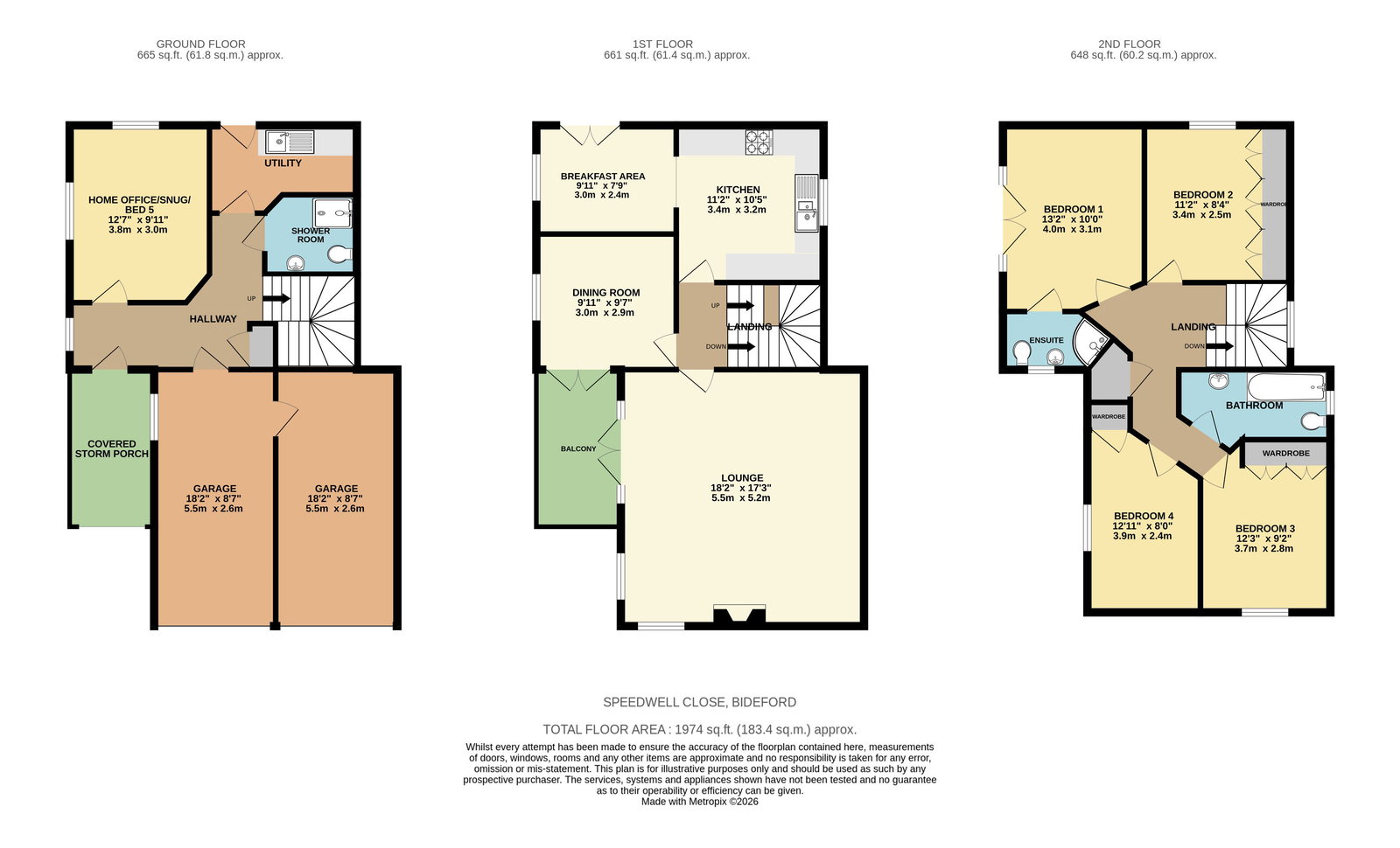 5 Speedwell Close, Bideford floorplan