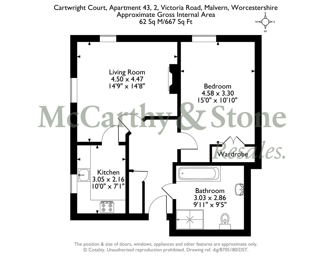 43 Cartwright Court, Victoria Road, Malvern floorplan