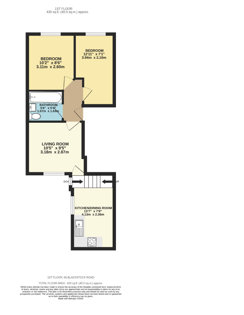 FIRST FLOOR, 66, Blackstock Road, London floorplan
