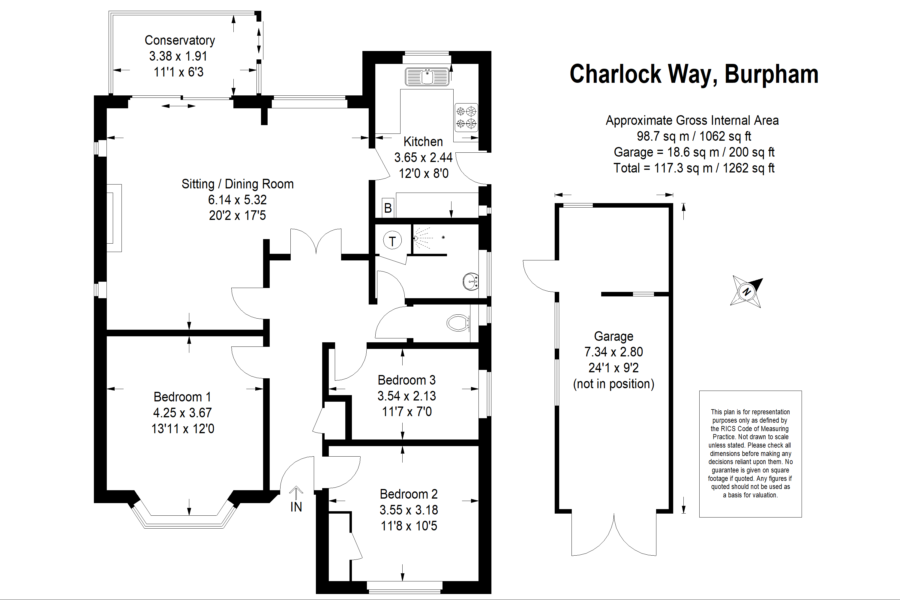 3 Bedrooms Detached bungalow for sale in Charlock Way, Burpham, Guildford GU1