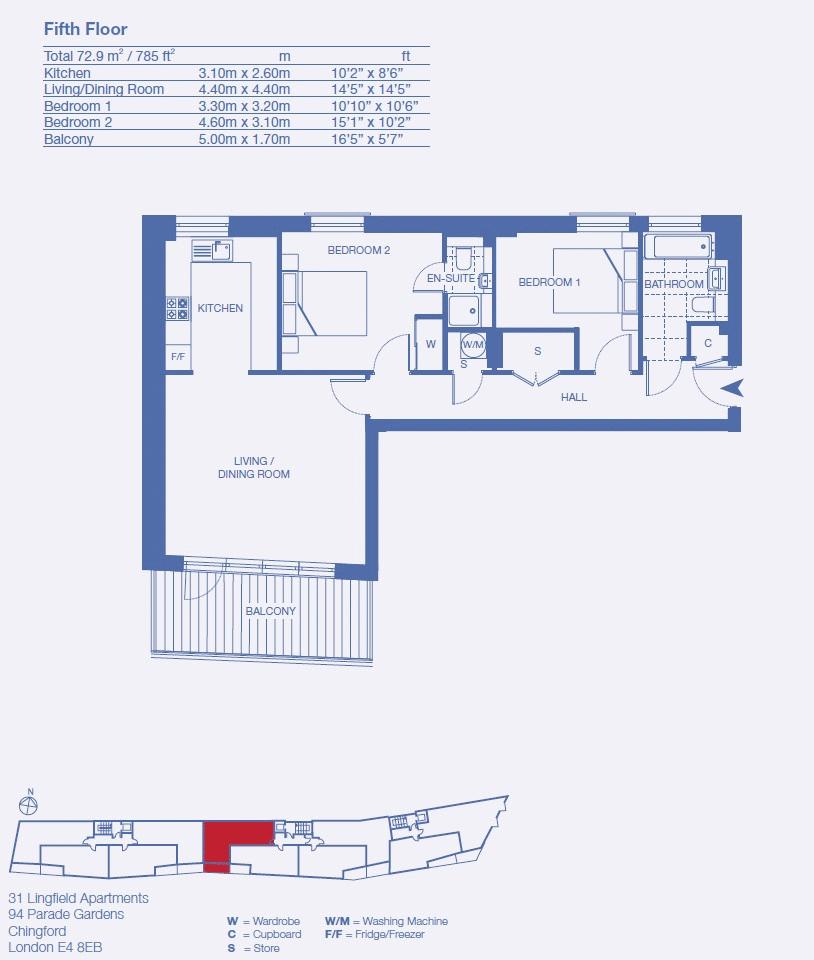 31H Lingfield Apartments, Parade Gardens, London floorplan