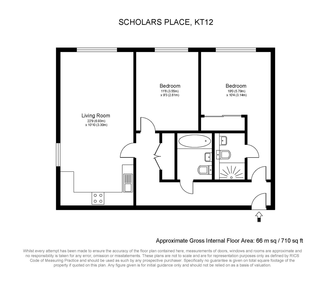 16, Scholars Place, Walton-on-Thames floorplan