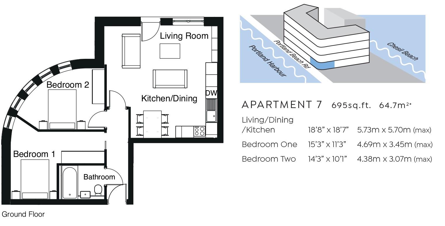 Apartment 7, No 1 Chesil Beach, Ferrymans Way, Weymouth floorplan
