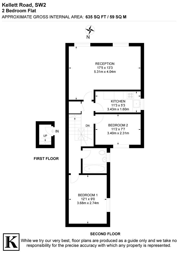Flat 3, 1, Kellett Road, London floorplan