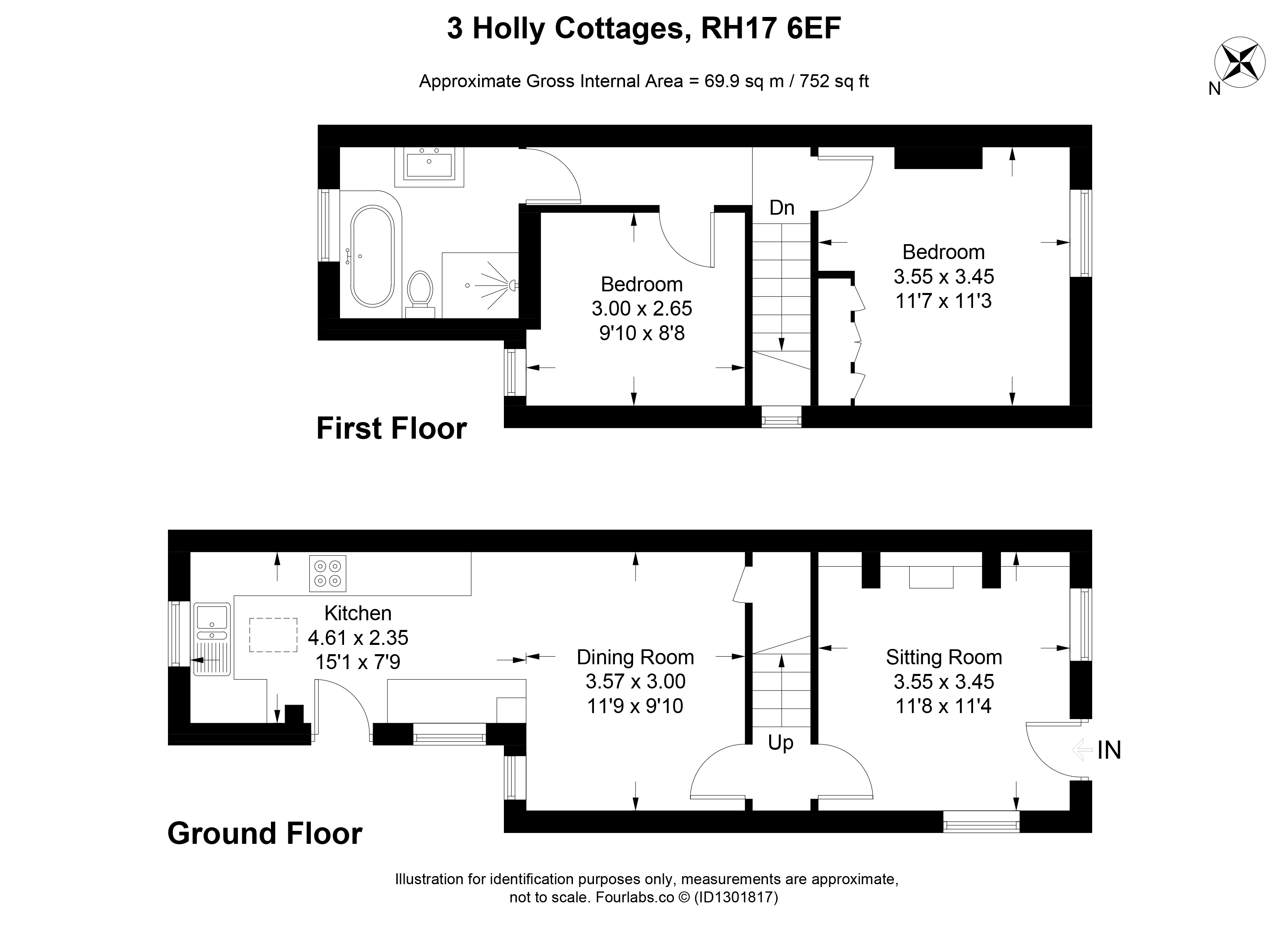 3 Holly Cottages,, Handcross Road, Haywards Heath floorplan