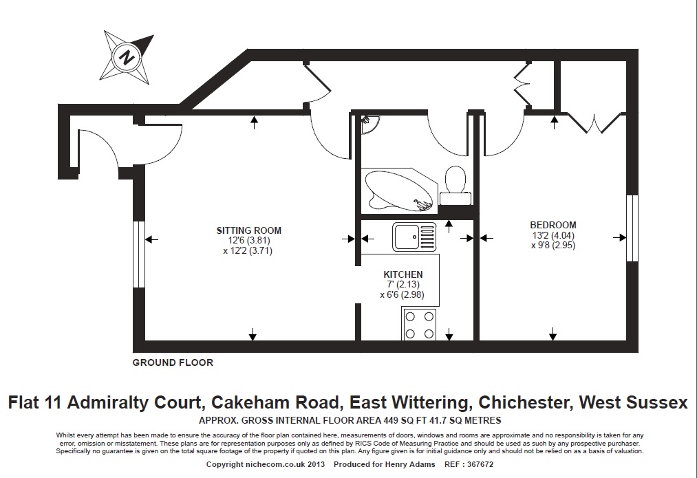 Flat 11 Admiralty Court Cakeham Road, East Wittering, Chichester, West Sussex PO20, 1 bedroom