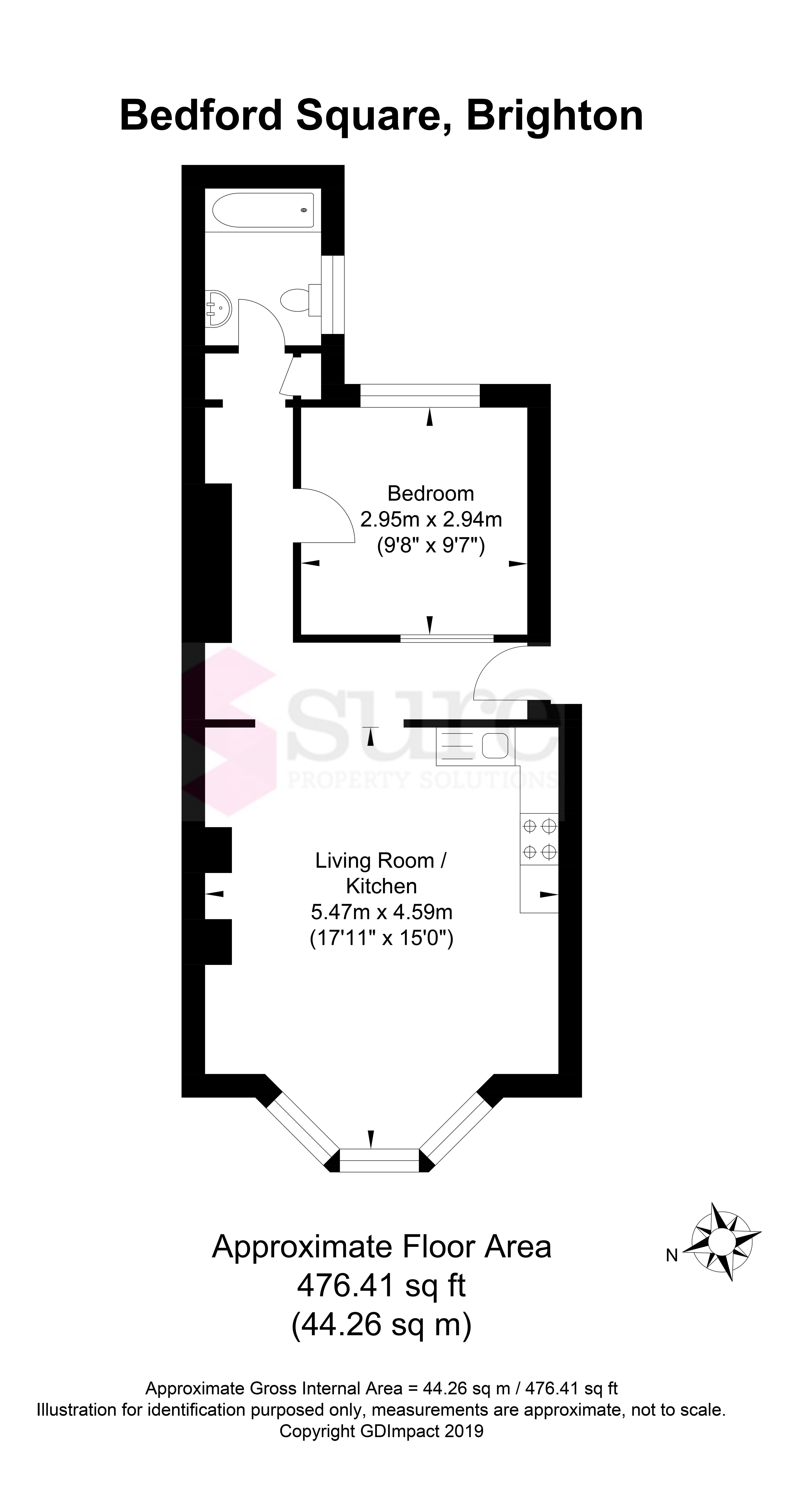 1 Bedrooms Flat to rent in Bedford Square, Brighton, East Sussex BN1