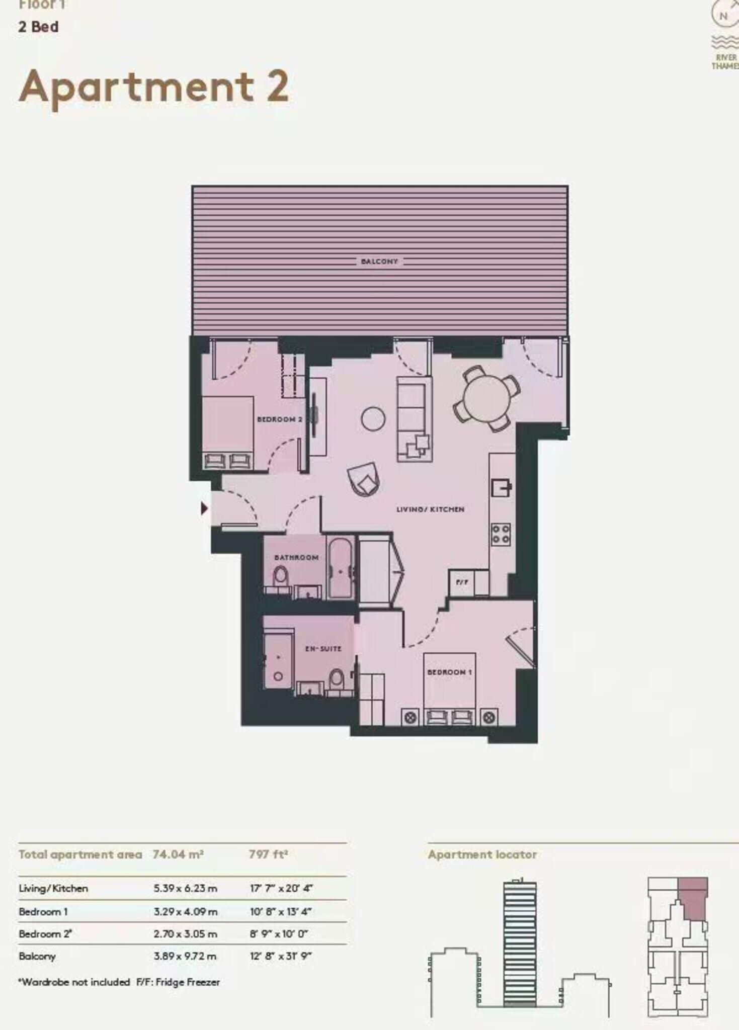 Apartment 2, Coda Residences, London floorplan