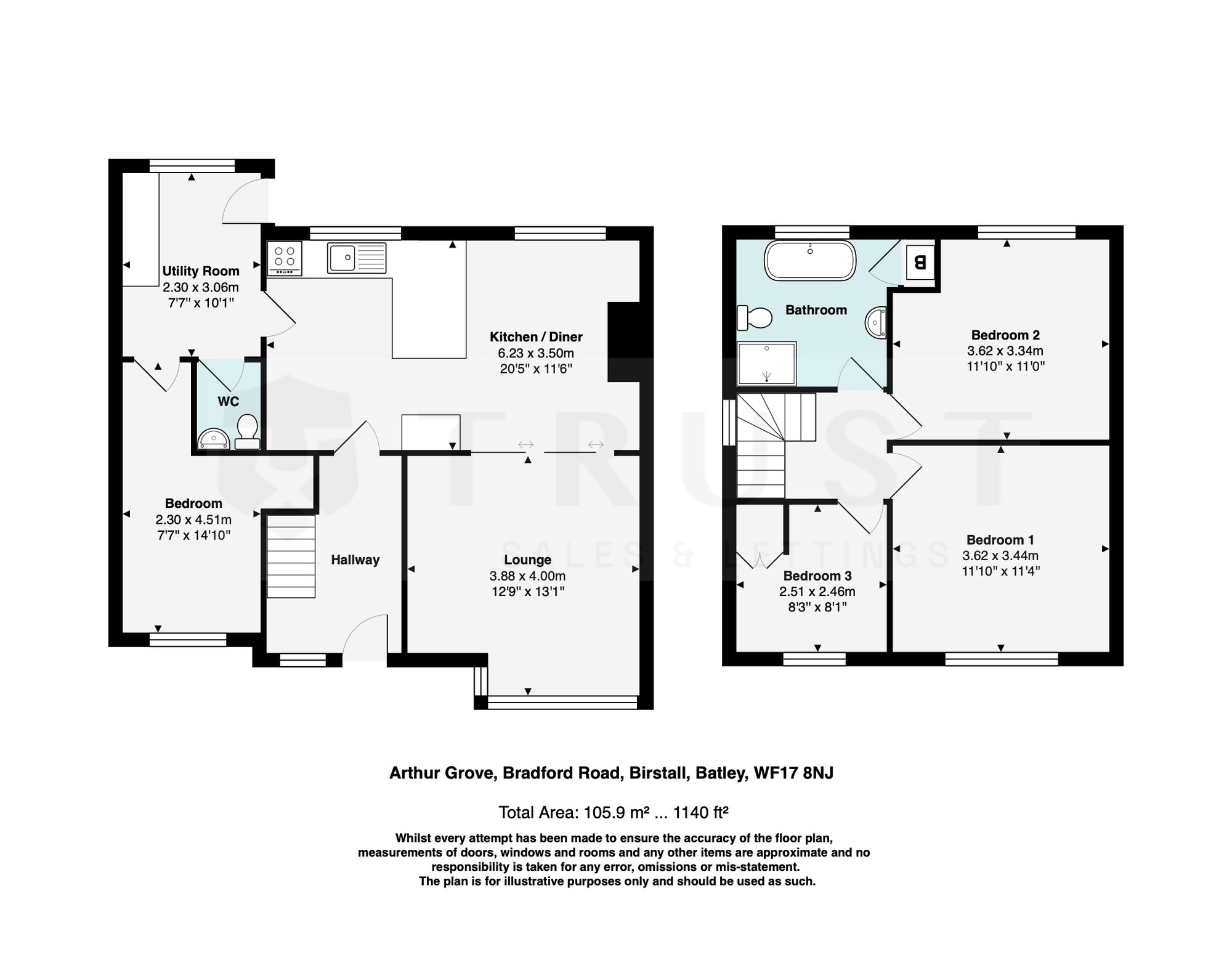 728 Arthur Grove Bradford Road, Batley floorplan