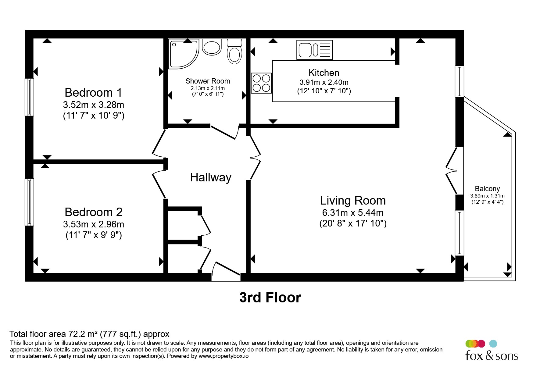 Flat 16, Sovereign House, 25-28, Grand Parade, Eastbourne floorplan
