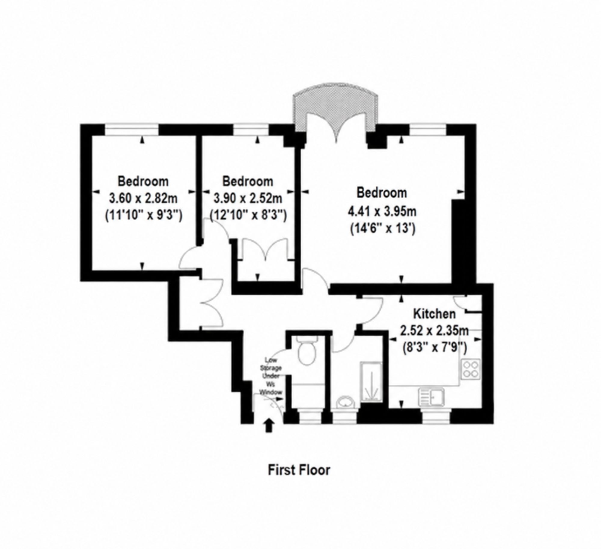 Astbury House - 3 bed no living room, London floorplan