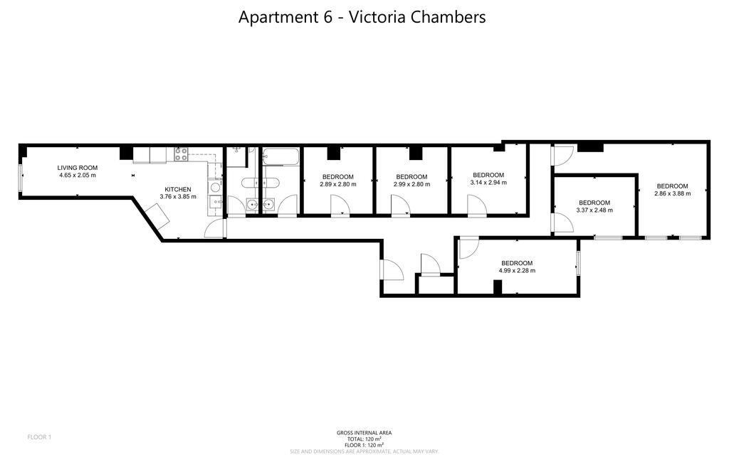 Flat 6, Victoria Chambers, 132-136 The Parade floorplan